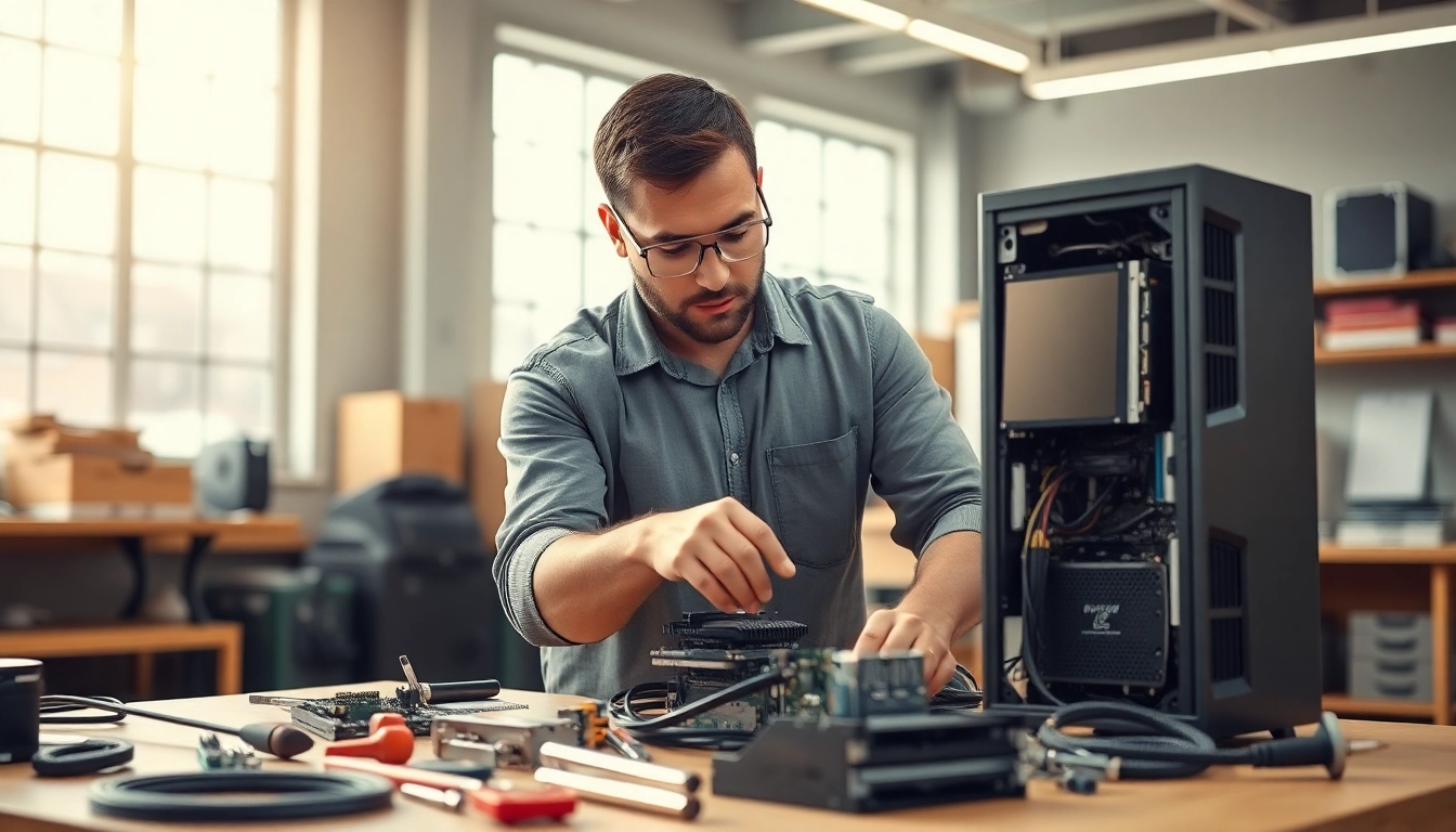 Riparazione pc torino: Tecnico esperto nella riparazione di computer in un laboratorio moderno.