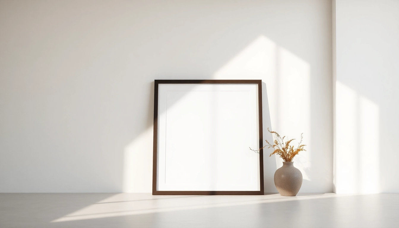 Showcase modern design picture frames featuring vibrant abstract art in an elegant setting.