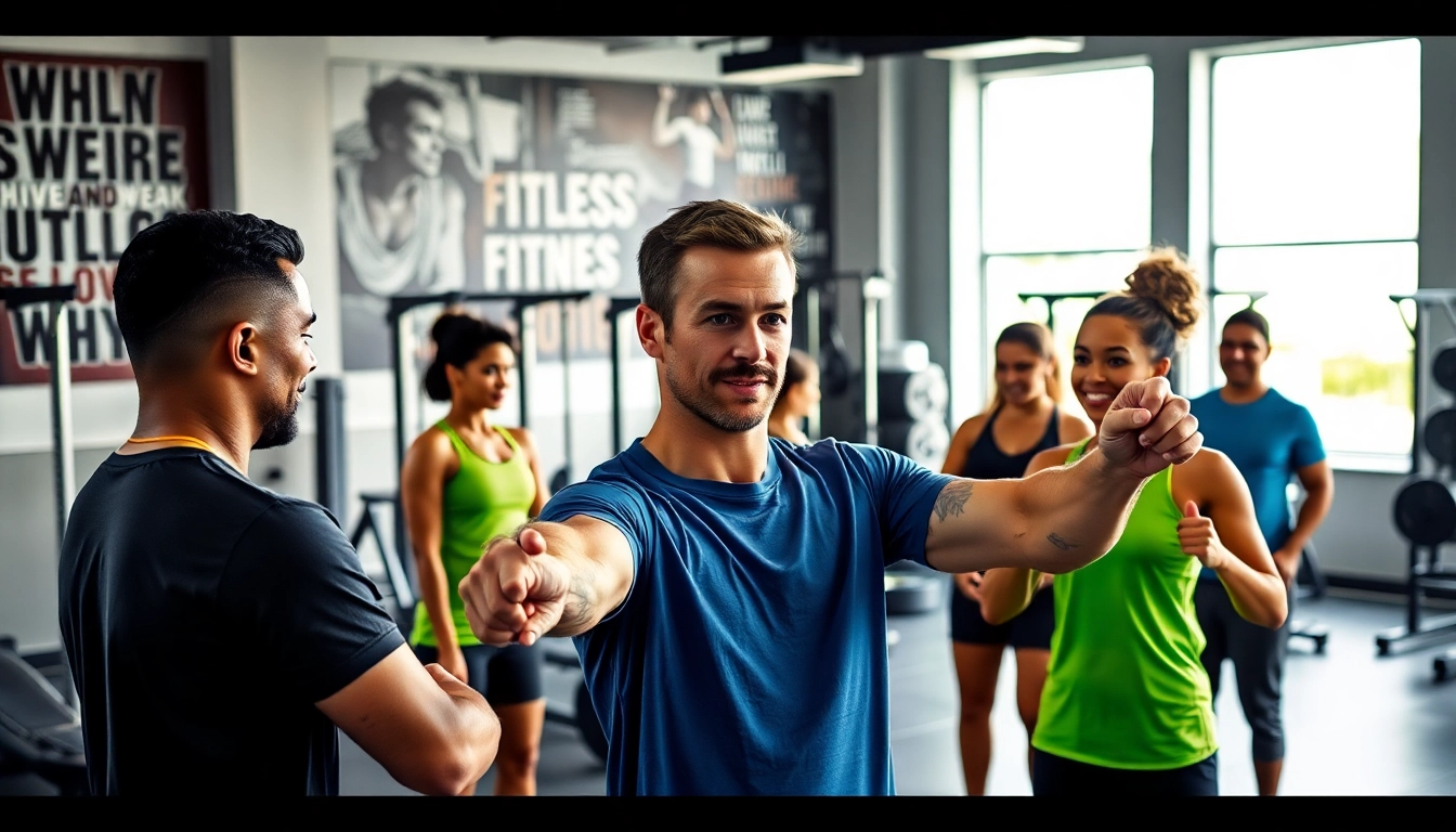Engaging gym Training Consultation session led by a professional trainer with clients.