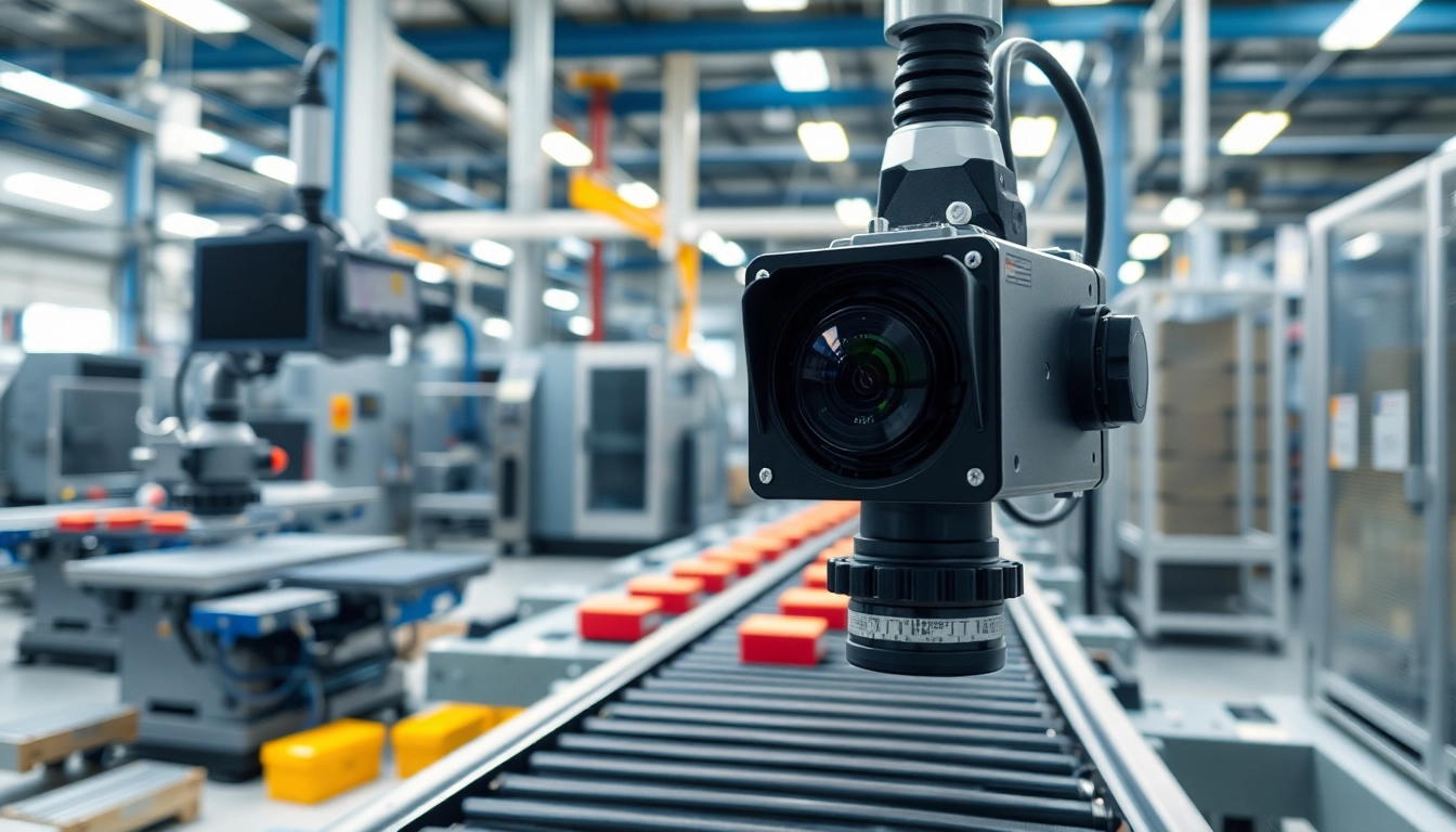 Automated machine vision system capturing product images in an industrial setting.