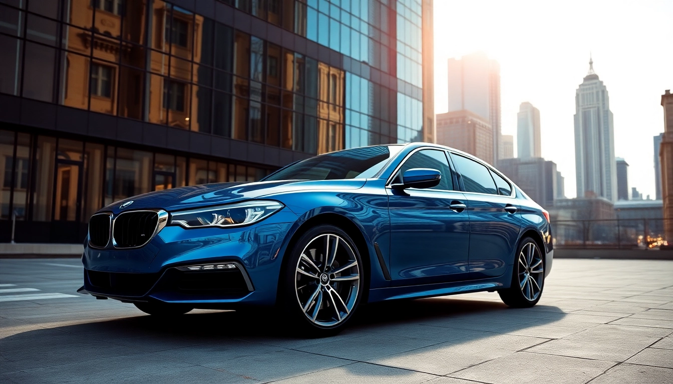 Admire this perfect car in a vibrant urban setting, showcasing its sleek design and attractive color.