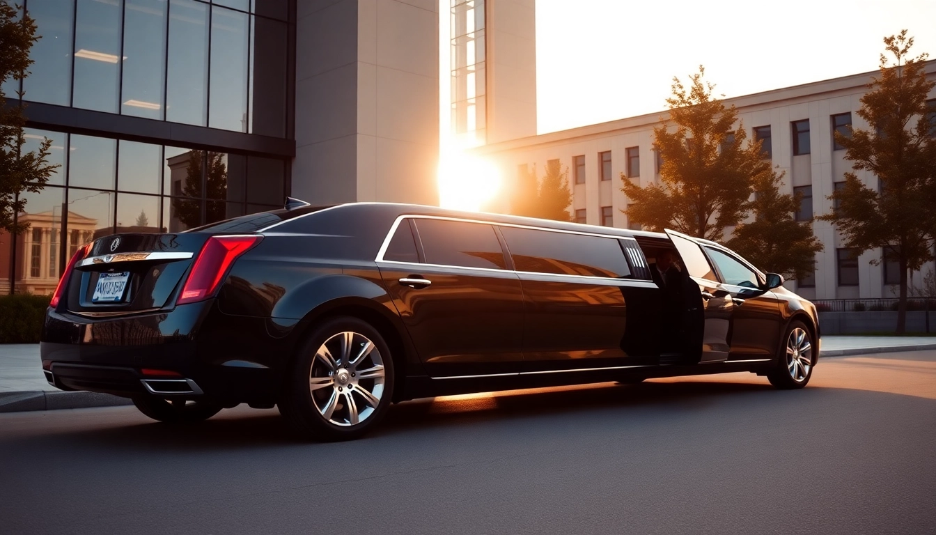 Experience premium car service atlanta with a luxury limousine arriving at a corporate venue.