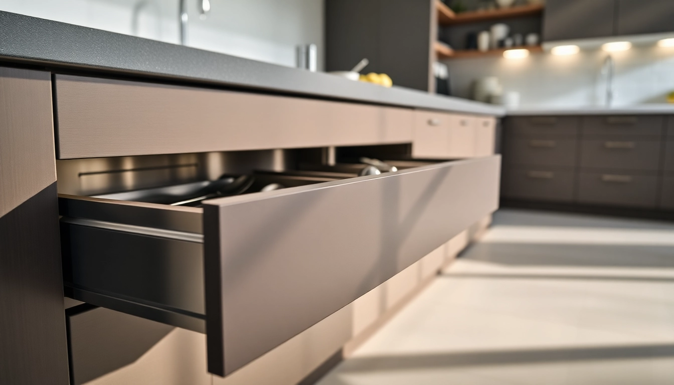 Showcasing a double wall drawer system with modern design and functionality in a stylish kitchen.
