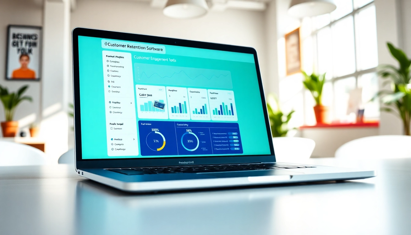 Utilize customer retention software on a modern laptop in a bright office environment.