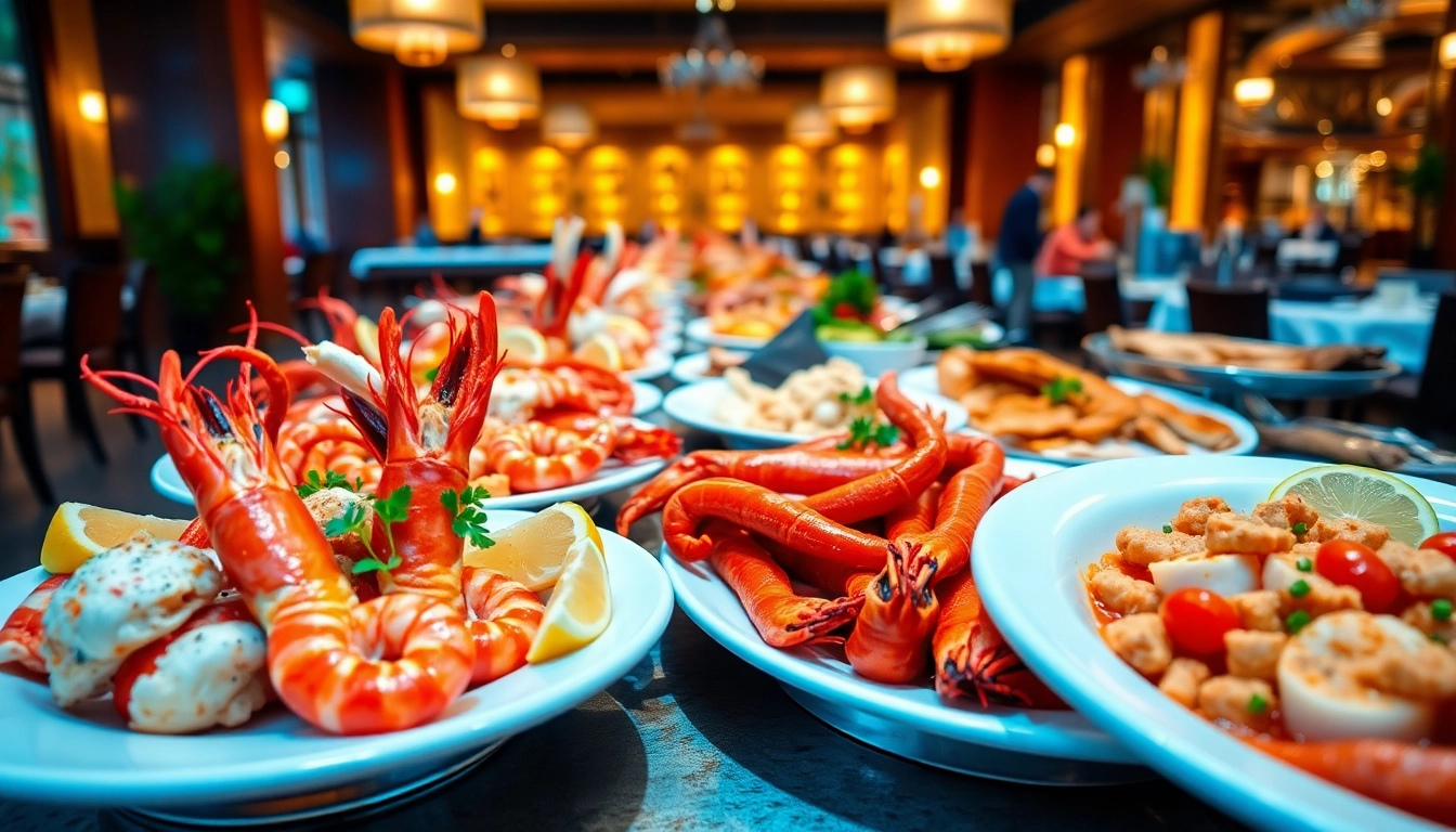 Enjoy a delicious spread of Seafood Buffets near me featuring shrimp, crab, and fish dishes.