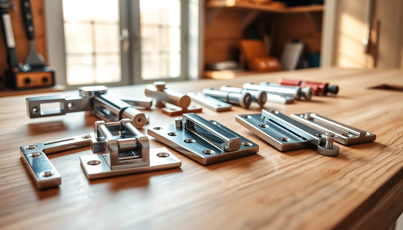 Examine stunning varieties from Cabinet Hinge Manufacturers displayed on a wooden workbench.