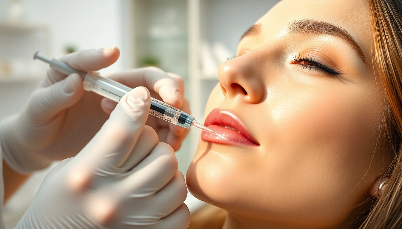 Enhance your beauty with lip fillers near me, showcasing an aesthetician applying the treatment.