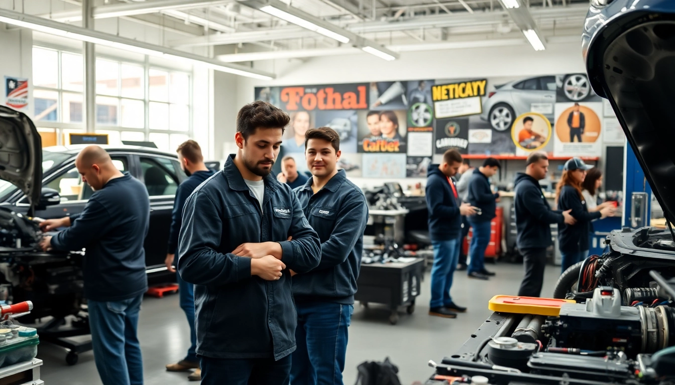 Students learning at a trade school Knoxville TN, showcasing hands-on training in a professional setting.