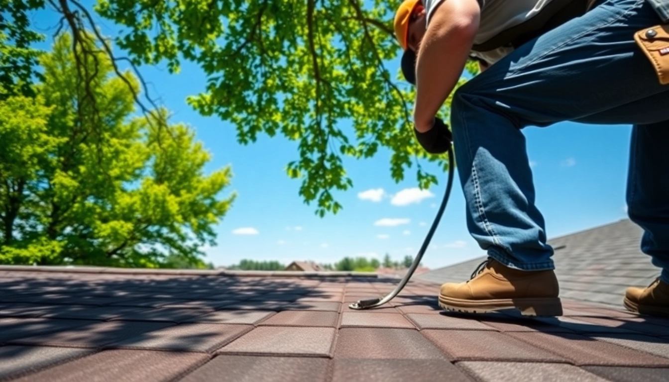 Skilled dakdekker otterlo installing roof shingles with precision on a sunny day.