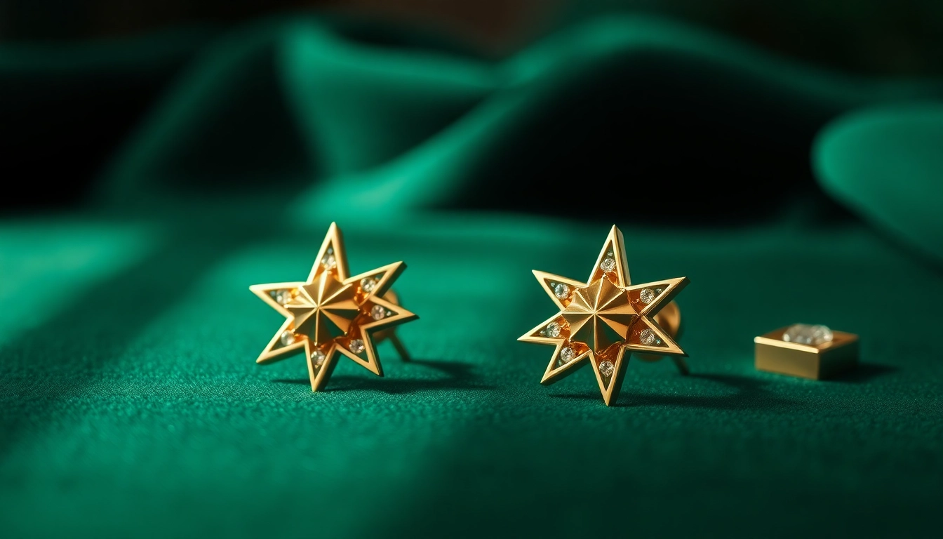 Admire these stunning Earrings Gold Stars designed with intricate details, perfect for elegance.