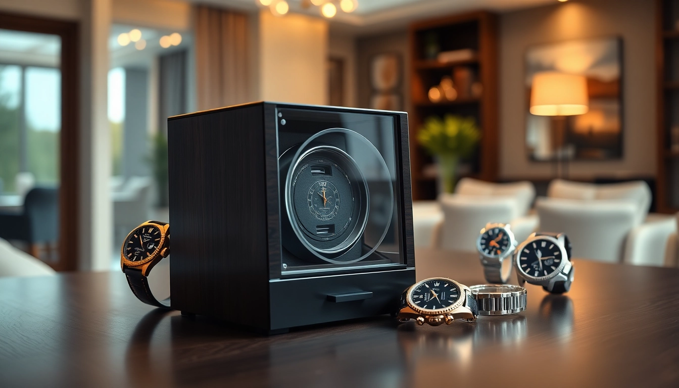 Showcasing a premium watch winder for rolex on a luxurious wooden surface.