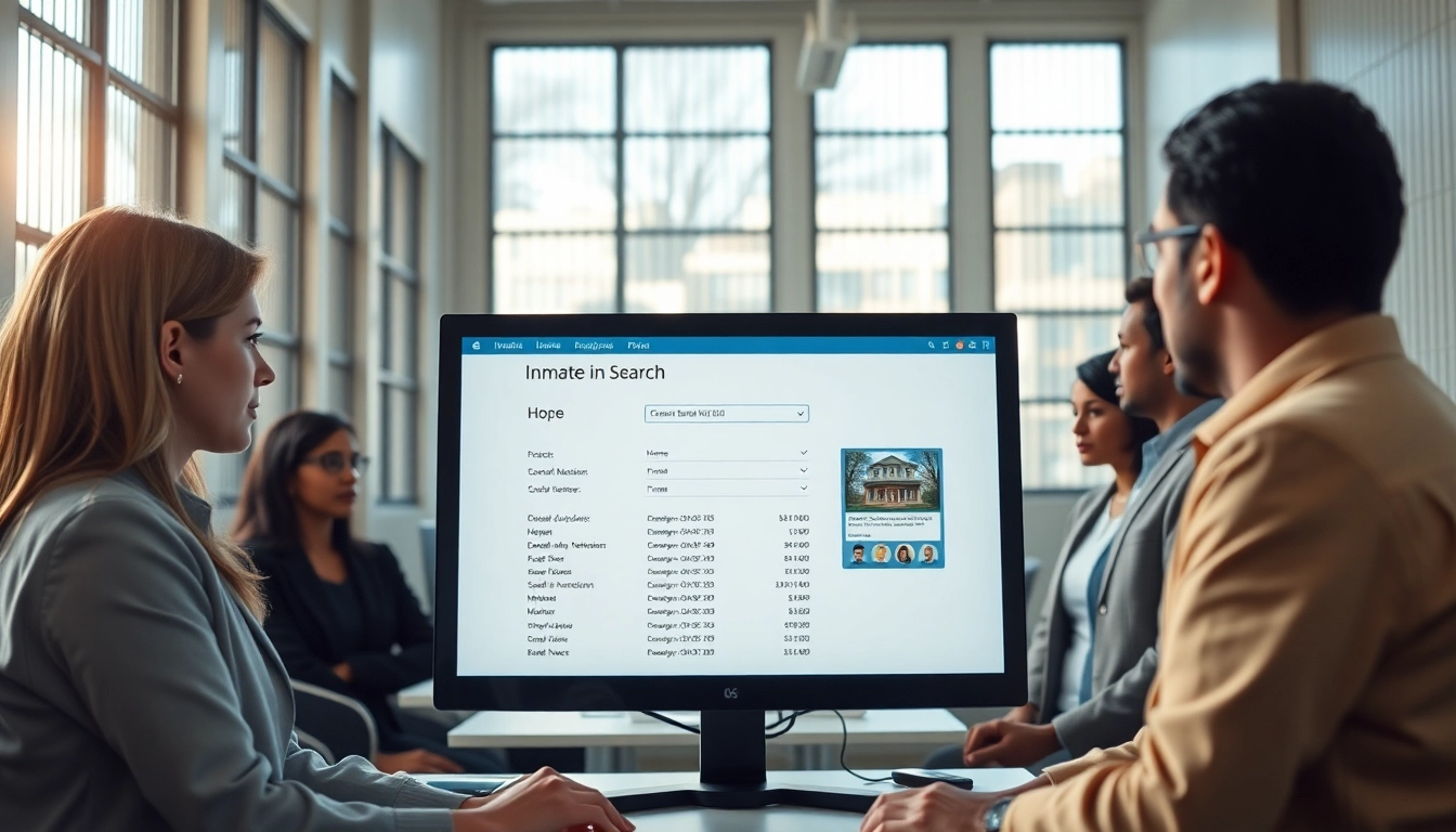 Accessing santa ana jail inmate search on a computer in a modern prison office.