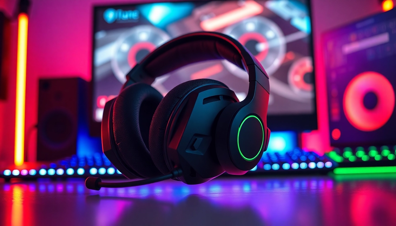 Elevate your gaming experience with this top-quality Gaming Headset showcasing its sleek design and features.