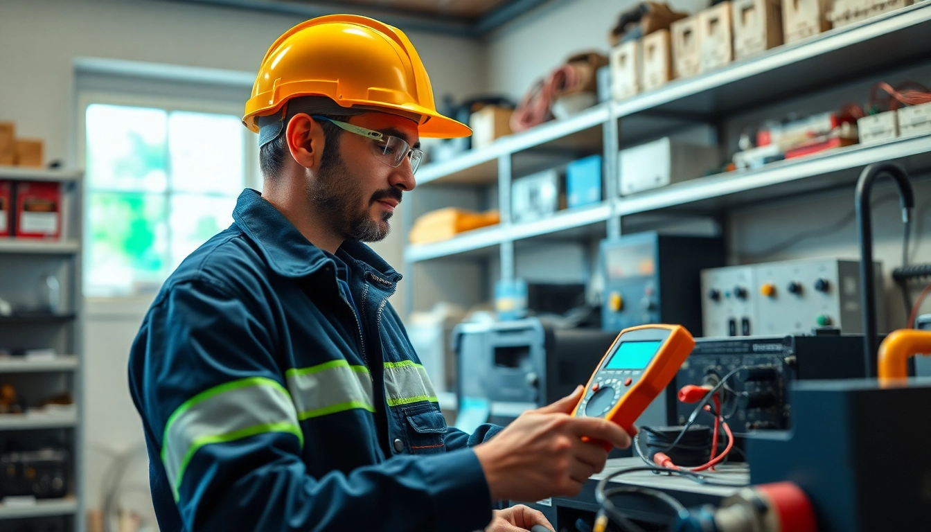Conducting electrical equipment testing with advanced instruments and safety measures.
