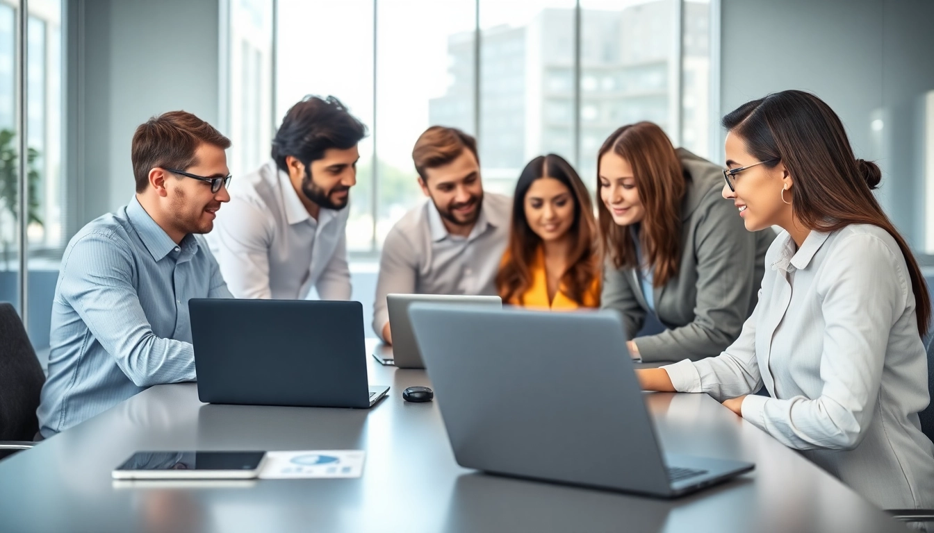 Engaging managed IT support team collaborating on technology solutions.