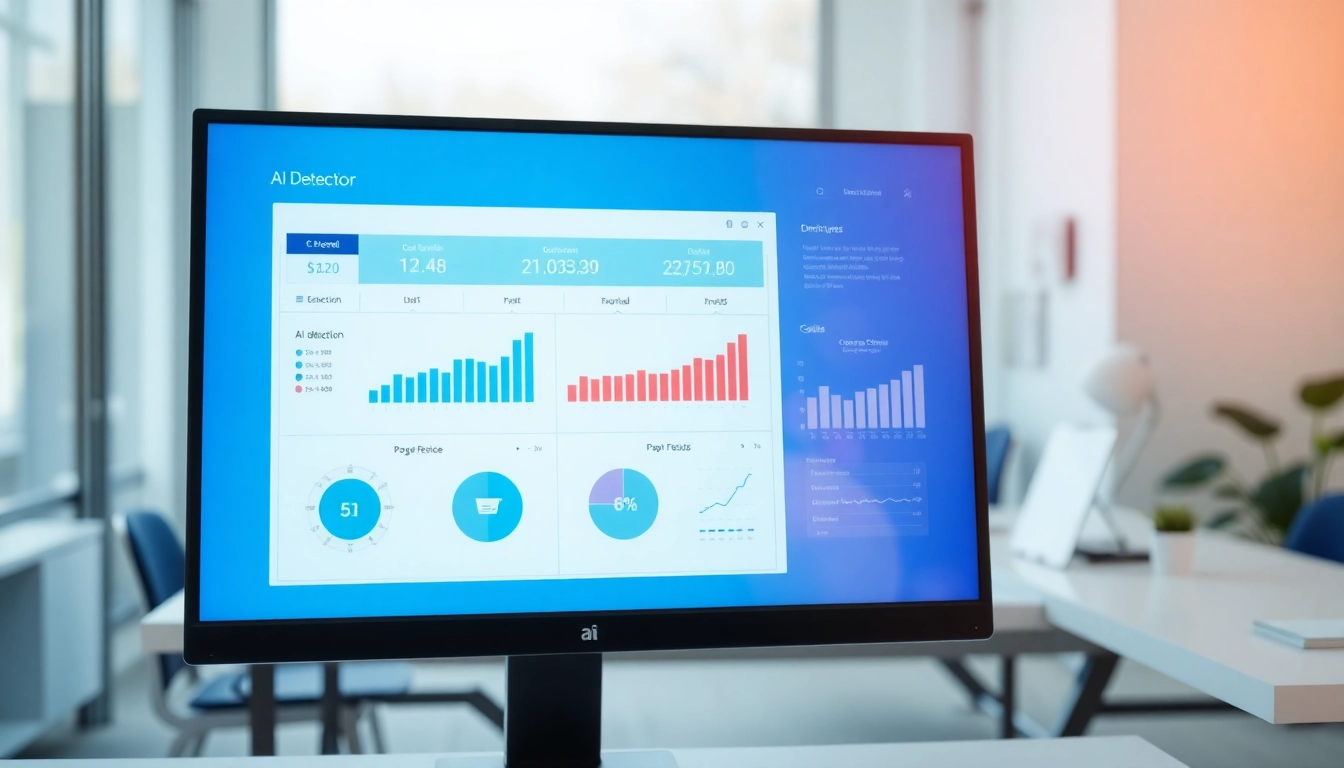 Evaluate text with an AI detector tool on a sleek computer interface.