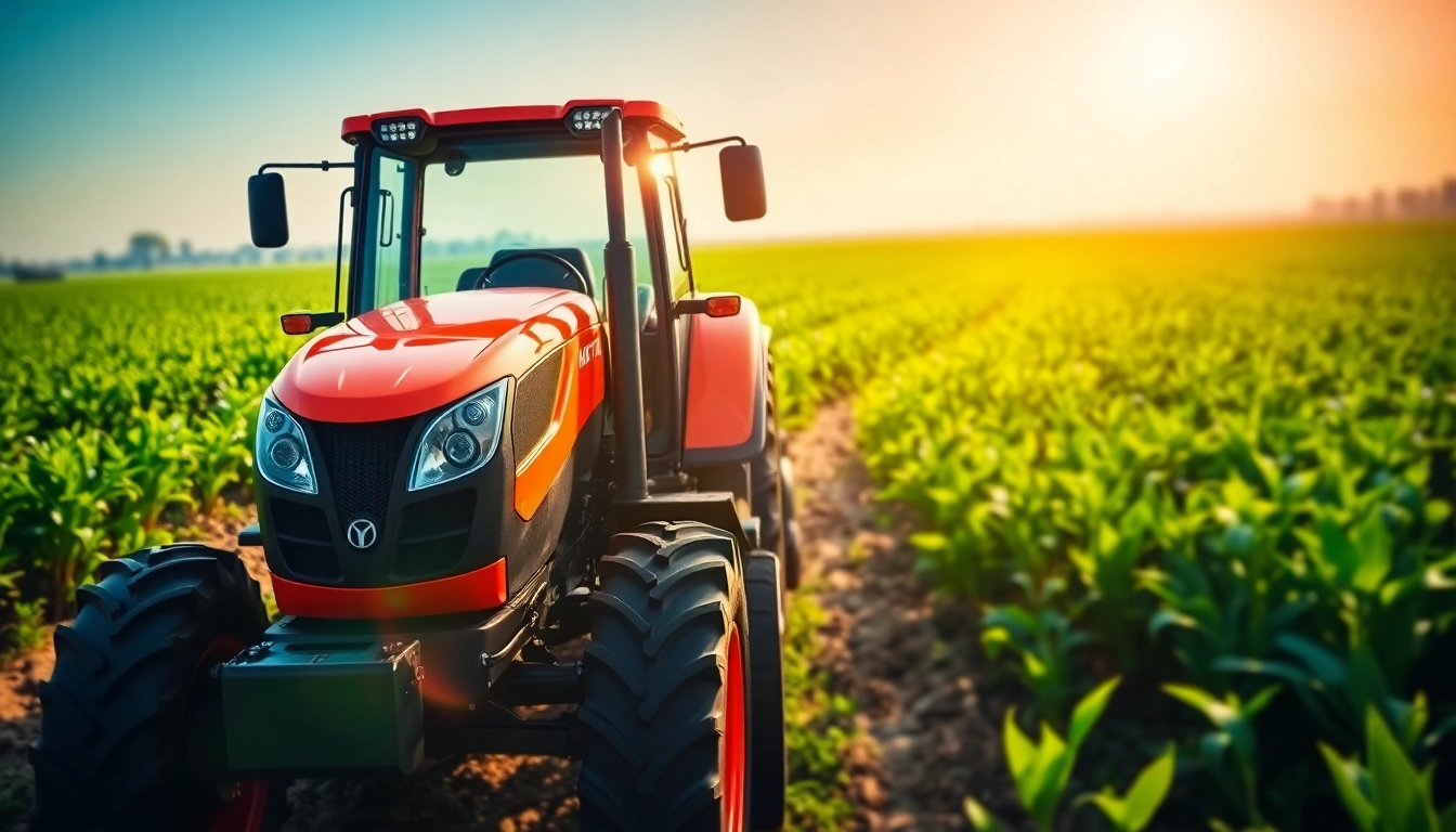 Kuboata Traktor arbeitet effizient auf einem grünen Feld