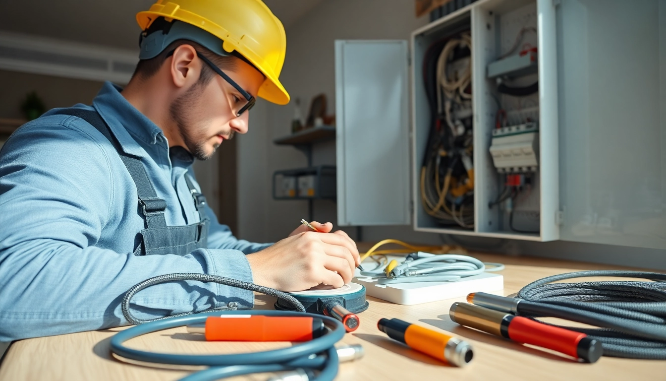 Electrician performing Electrical Service tasks in a professional residential environment.