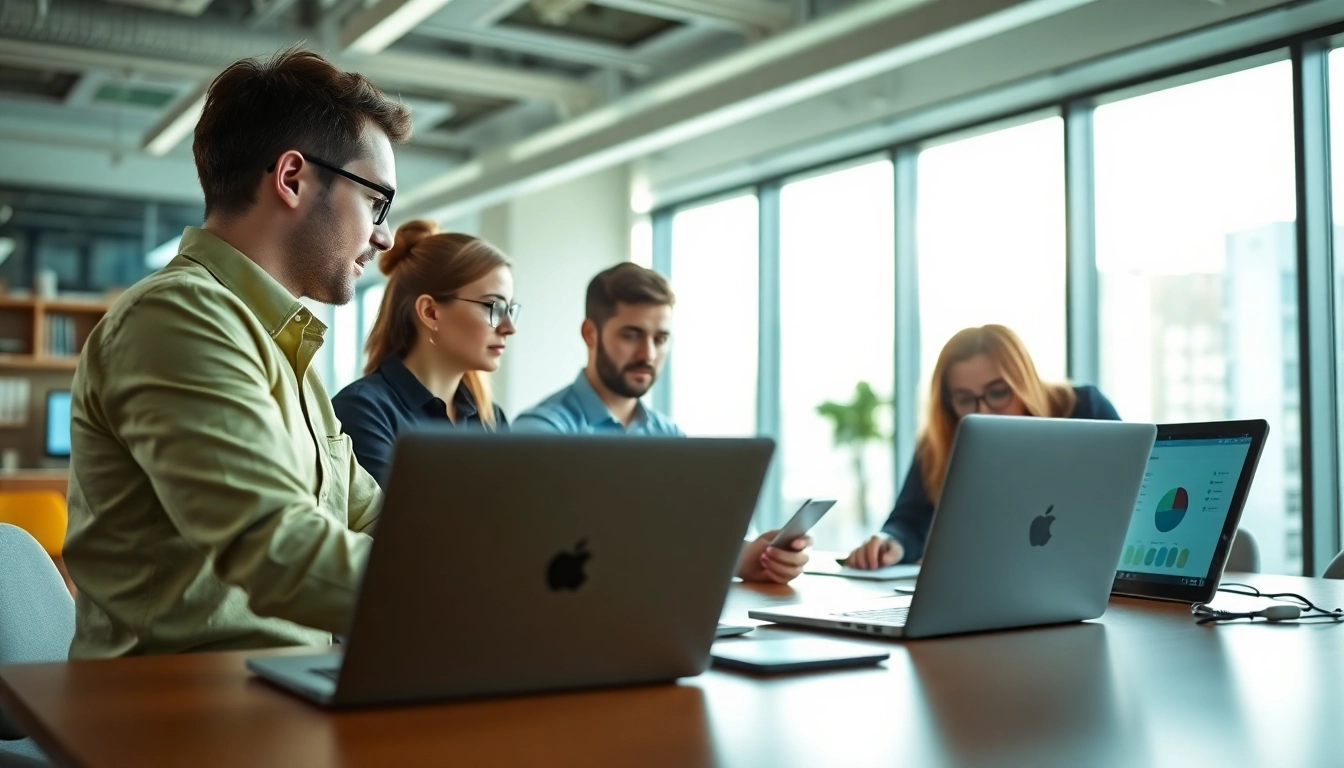 Team discussing managed it service strategies in a modern office setting.