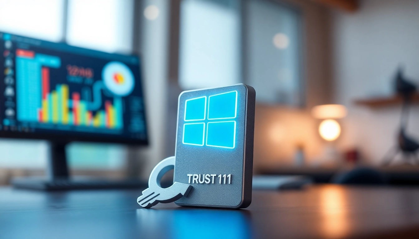 Aktivieren Sie Windows 11 Pro Key mit einem gut gestalteten Schlüssel in einem modernen Büro.