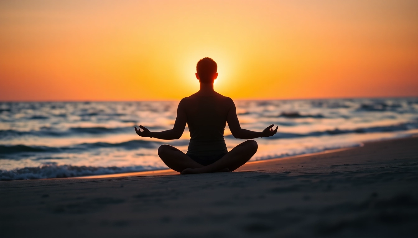 Practicing mindfulness while dealing with anxiety on a tranquil beach.