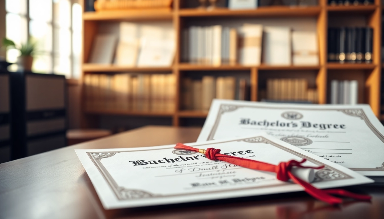 Showcase best fake diplomas in an office setting with elegant design and professional details.