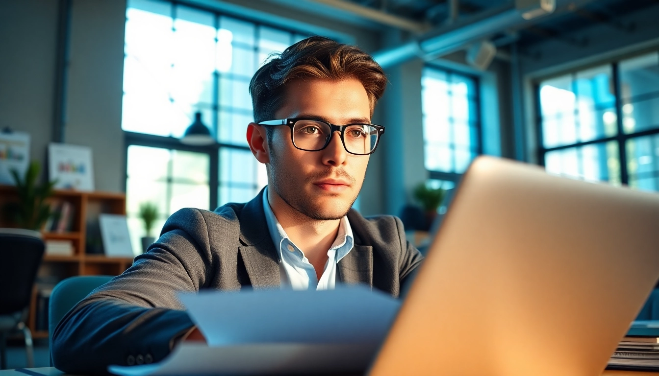 Entrepreneur launching successful startup in a bright modern office.