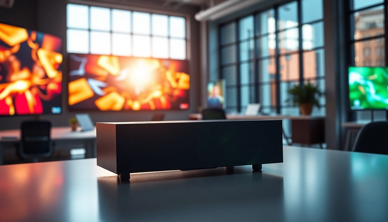 Showcasing an Android digital signage player actively presenting engaging content in a modern workspace.