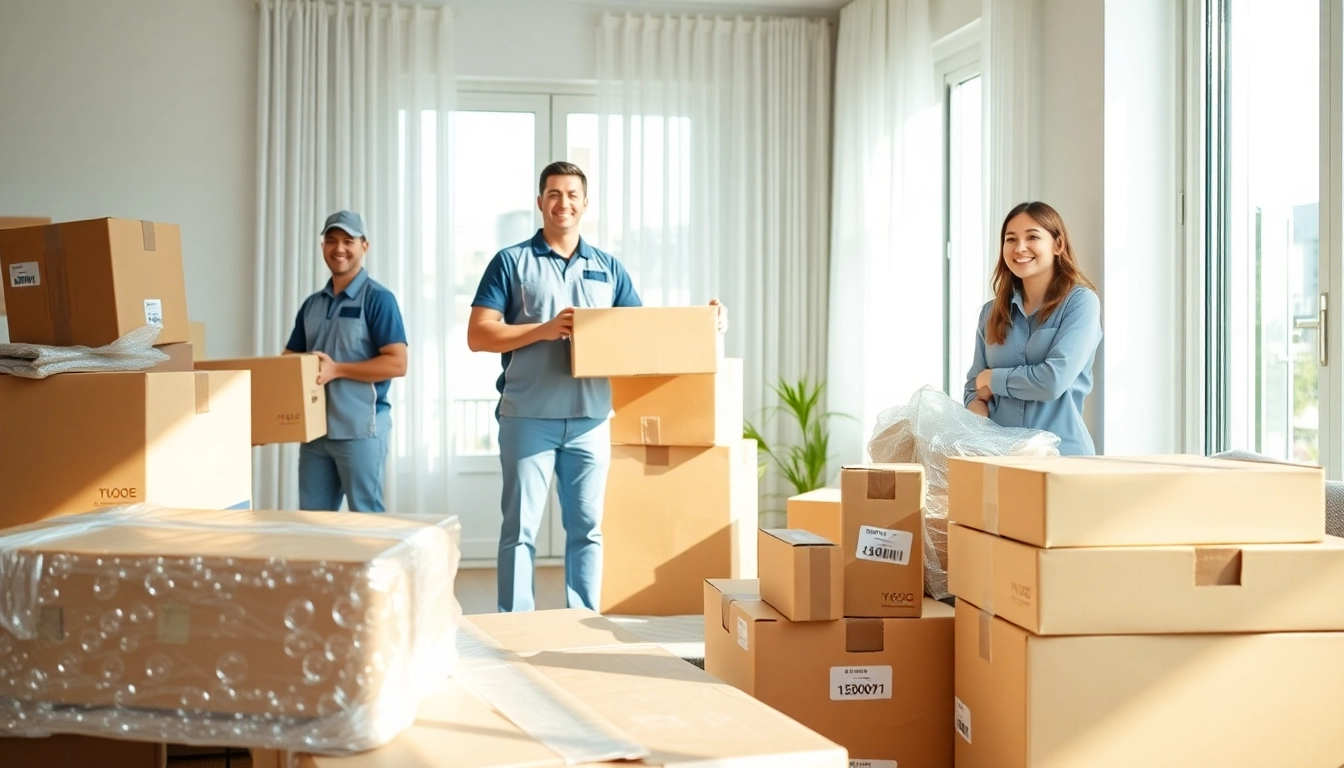 Trustworthy movers packing efficiently in a modern apartment, showcasing moving companies Toronto.