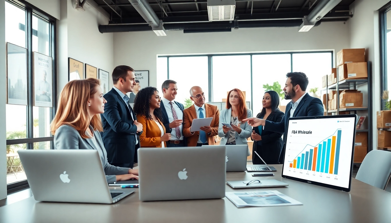Discussing fba wholesale strategies in a vibrant business meeting setting.