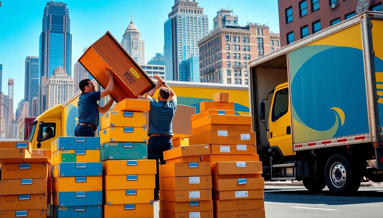 Movers nyc executing a professional move in a vibrant urban setting.
