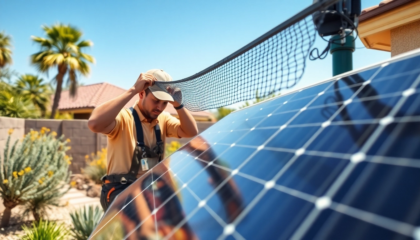 Solar panel bird mesh installation Phoenix protecting panels and enhancing aesthetics.