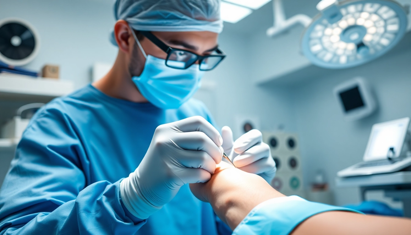 Handchirurgie Braunschweig: Facharzt behandelt Hände mit Präzision in einem modernen Operationssaal.